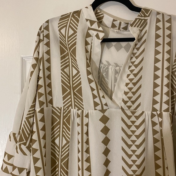 Silk & Salt Women Tunic Geometric Printed dress 3/4 Sleeves Size Medium EUC - Picture 6 of 14
